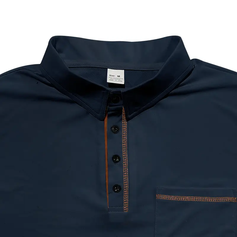 Men's White Polo Shirt with Brown Trim — feature 19