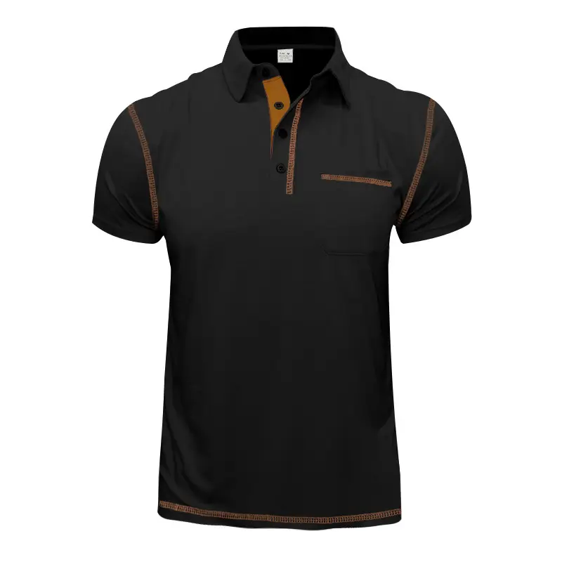 Men's White Polo Shirt with Brown Trim — feature 28