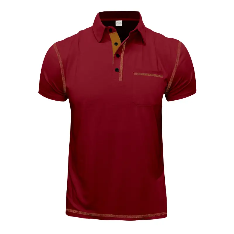 Men's White Polo Shirt with Brown Trim — feature 38