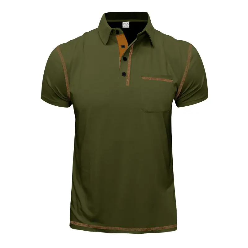 Men's White Polo Shirt with Brown Trim — feature 47