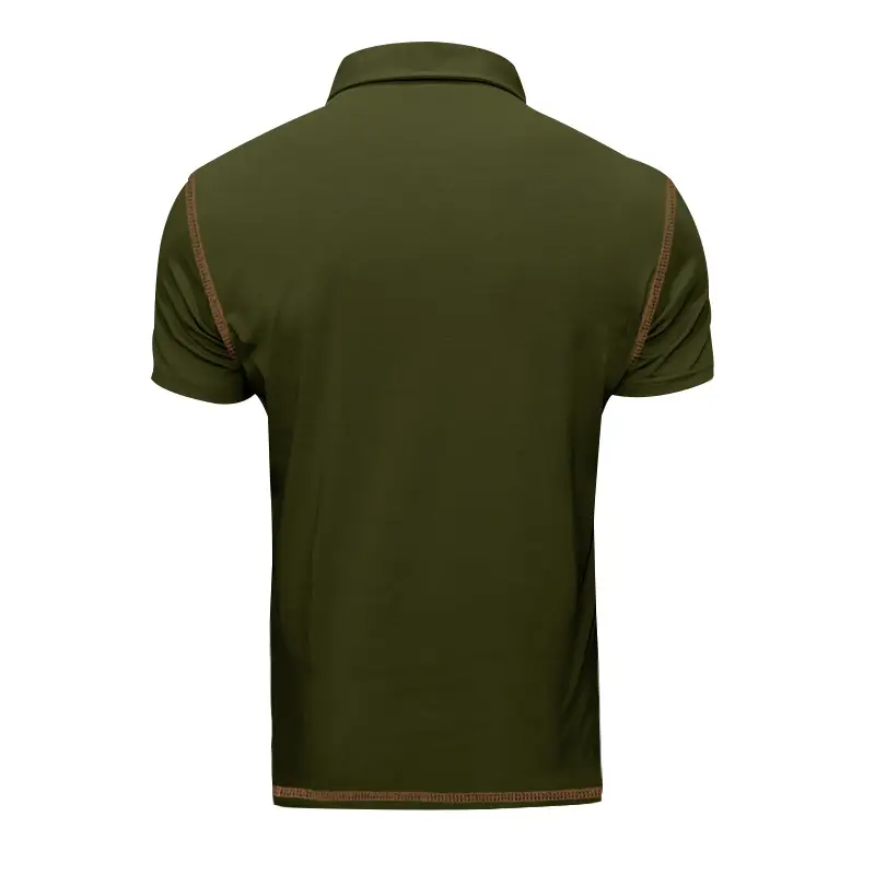Men's White Polo Shirt with Brown Trim — feature 48