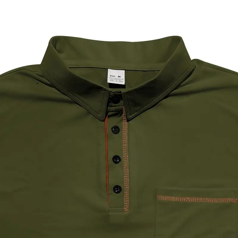Men's White Polo Shirt with Brown Trim — feature 49
