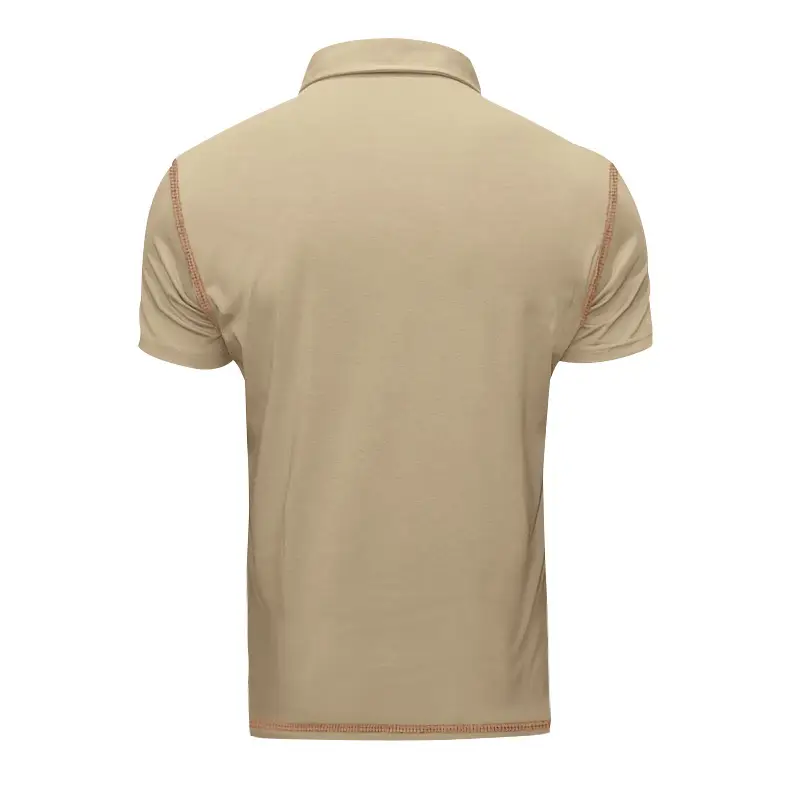 Men's White Polo Shirt with Brown Trim — feature 57