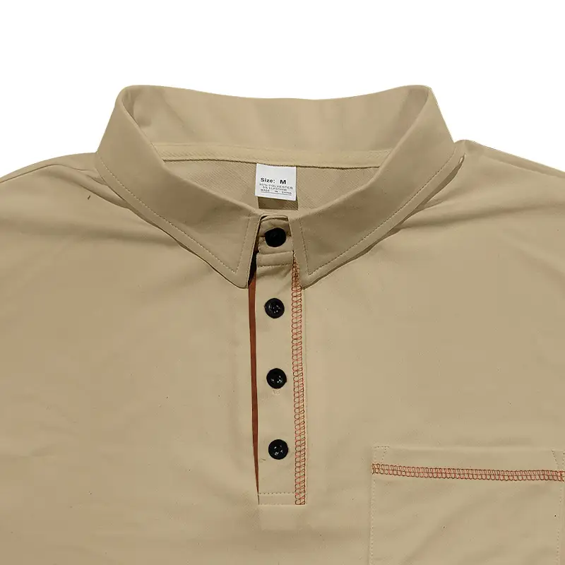 Men's White Polo Shirt with Brown Trim — feature 58