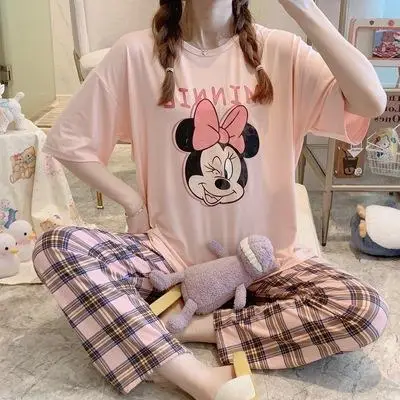Pajamas Women's Short-Sleeved Pants Summer Cartoon Cute 2025 New Cartoon Spring and Summer Home Clothes Set Can Be Worn Outside