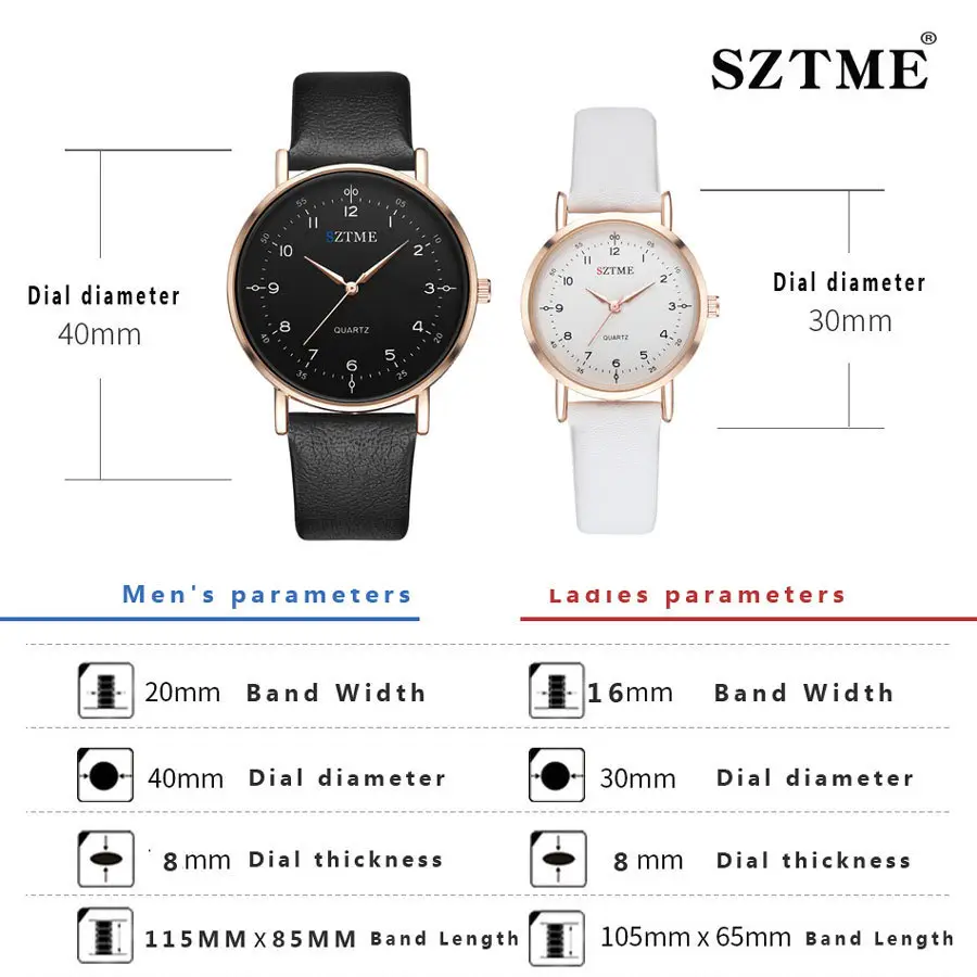 Cross-Country Couple Watches Black Red Quartz Set - Image 8