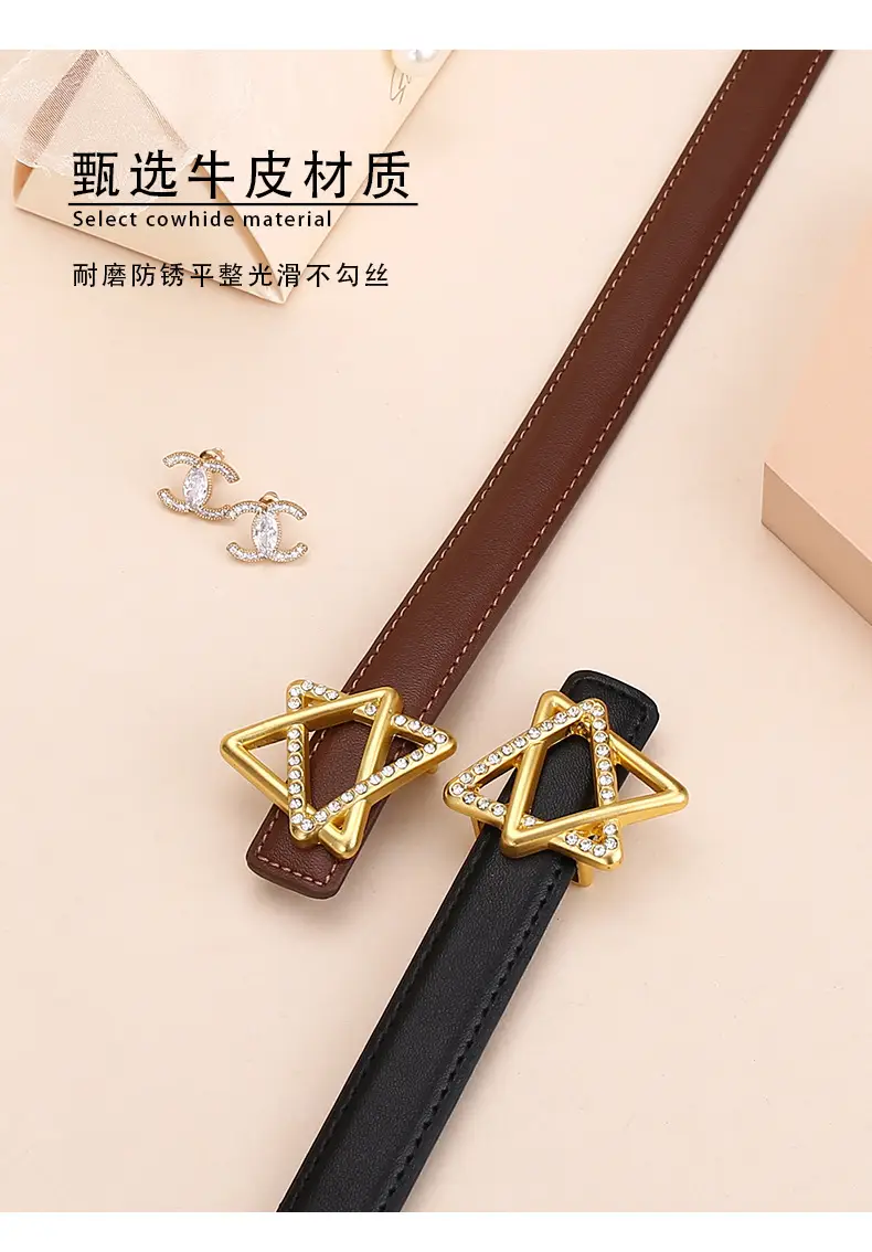 Women Cowhide Belt with Gold Star Buckle 100cm — feature 10