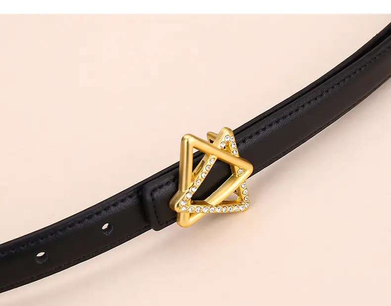 Women Cowhide Belt with Gold Star Buckle 100cm — feature 12