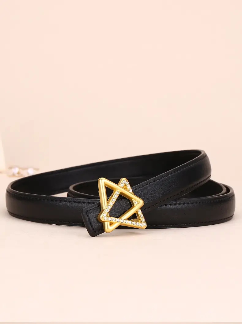 Women Cowhide Belt with Gold Star Buckle 100cm — feature 16