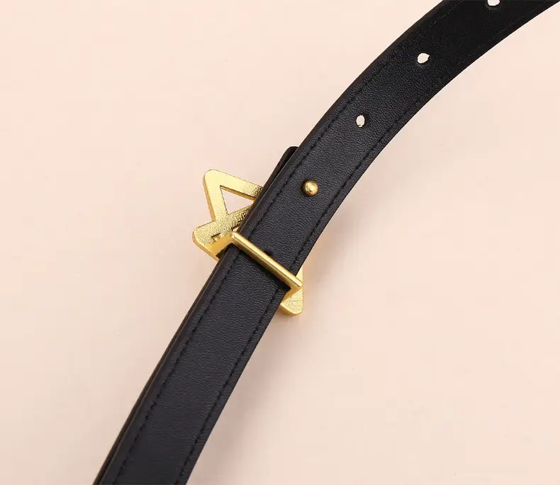Women Cowhide Belt with Gold Star Buckle 100cm — feature 19