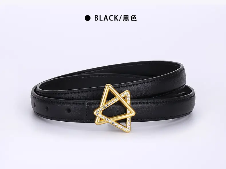 Women Cowhide Belt with Gold Star Buckle 100cm — feature 22