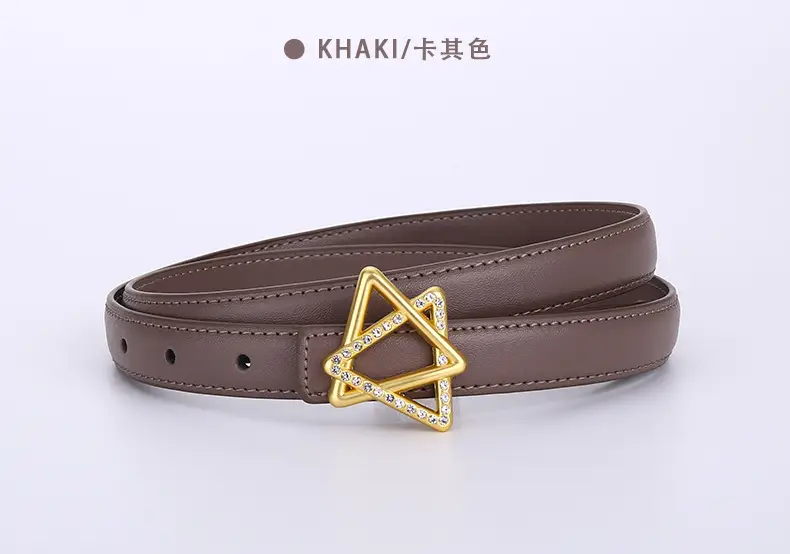 Women Cowhide Belt with Gold Star Buckle 100cm — feature 24