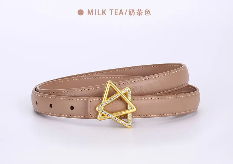 Women Cowhide Belt with Gold Star Buckle 100cm — feature 26