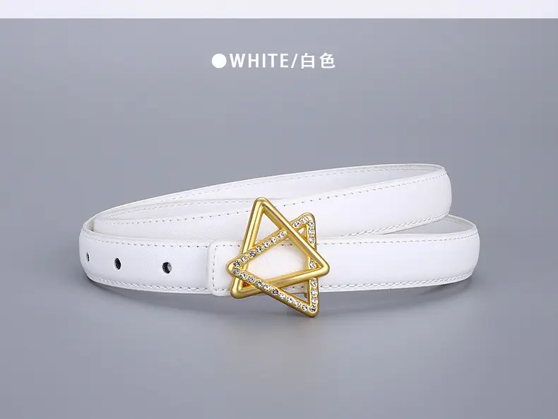 Women Cowhide Belt with Gold Star Buckle 100cm — feature 27