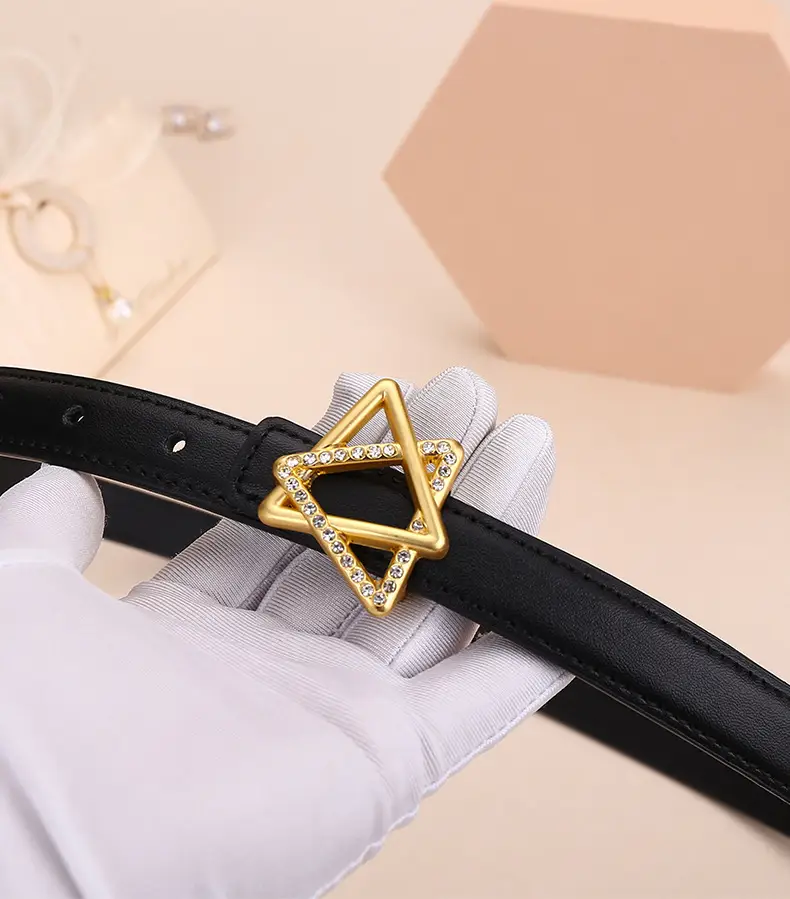 Women Cowhide Belt with Gold Star Buckle 100cm — feature 29