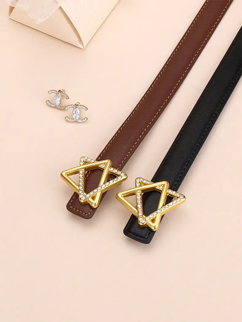 Women Cowhide Belt with Gold Star Buckle 100cm — feature 3