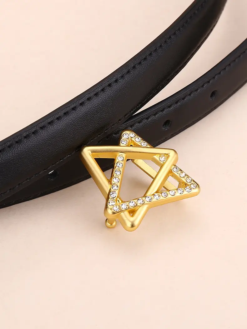 Women Cowhide Belt with Gold Star Buckle 100cm — feature 32