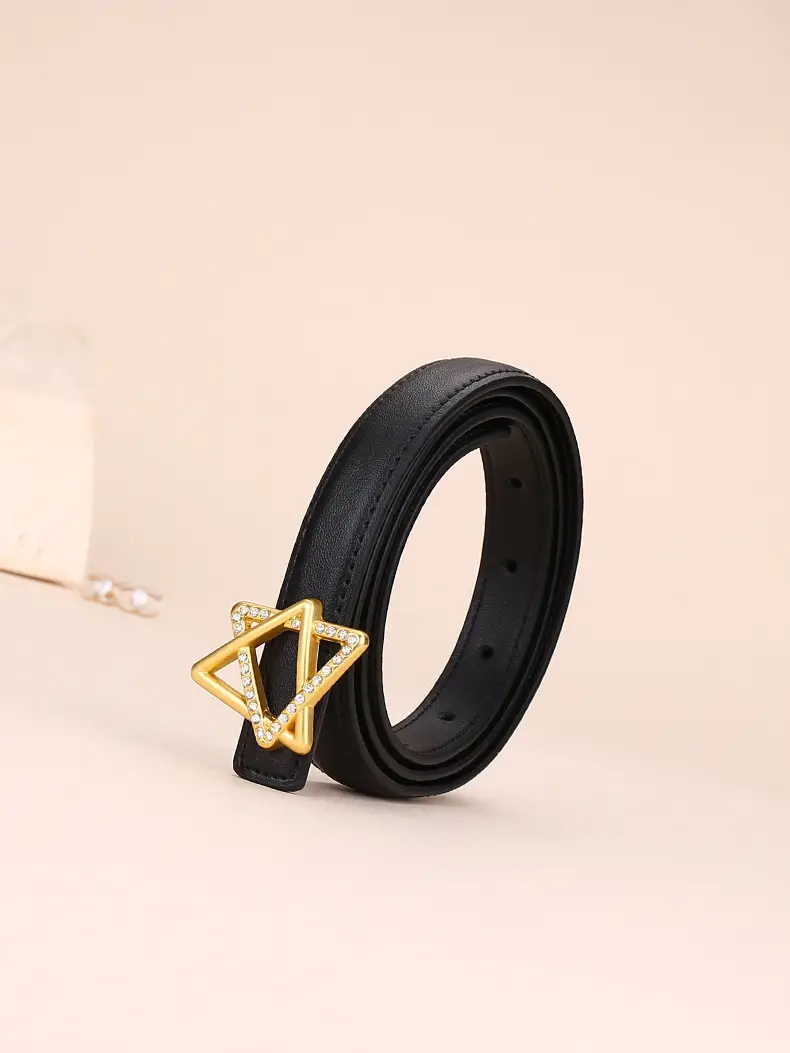 Women Cowhide Belt with Gold Star Buckle 100cm — feature 5