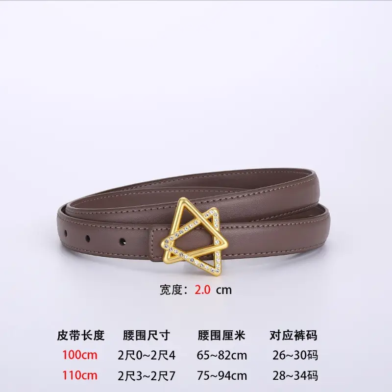 Women Cowhide Belt with Gold Star Buckle 100cm - Image 3