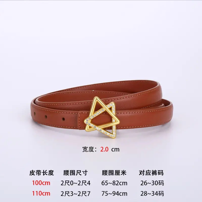Women Cowhide Belt with Gold Star Buckle 100cm - Image 4
