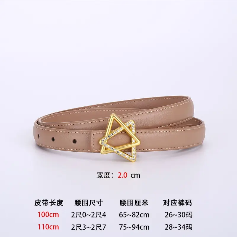 Women Cowhide Belt with Gold Star Buckle 100cm - Image 5