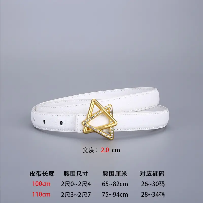 Women Cowhide Belt with Gold Star Buckle 100cm - Image 6