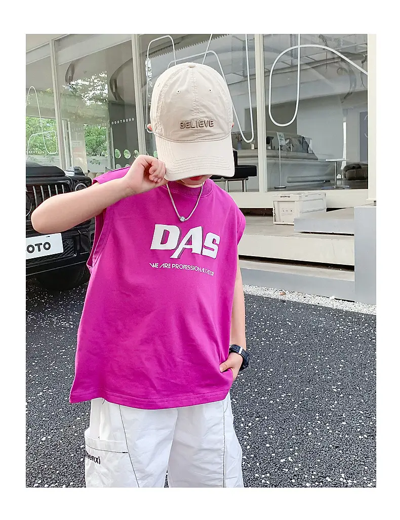 Boy's Black Oversized Vest T-Shirt 2024 New Arrival — feature 17