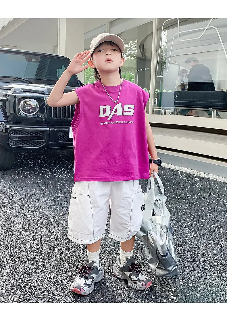 Boy's Black Oversized Vest T-Shirt 2024 New Arrival — feature 18
