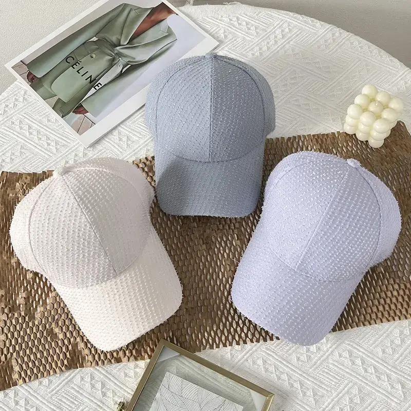 Black Knitted Baseball Cap for Women Summer Casual Sun Hat