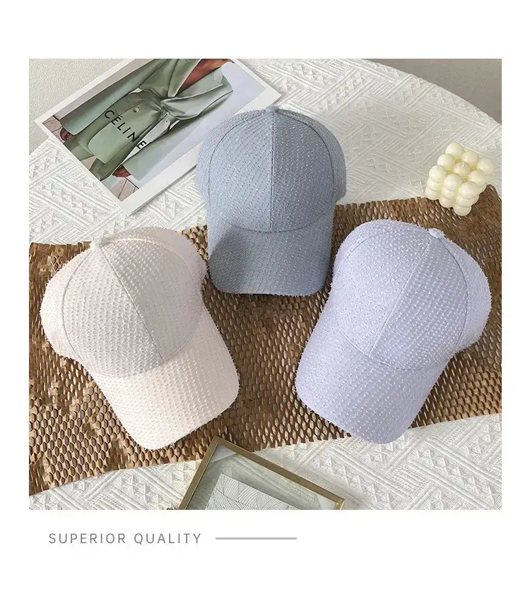 Black Knitted Baseball Cap for Women Summer Casual Sun Hat — feature 2