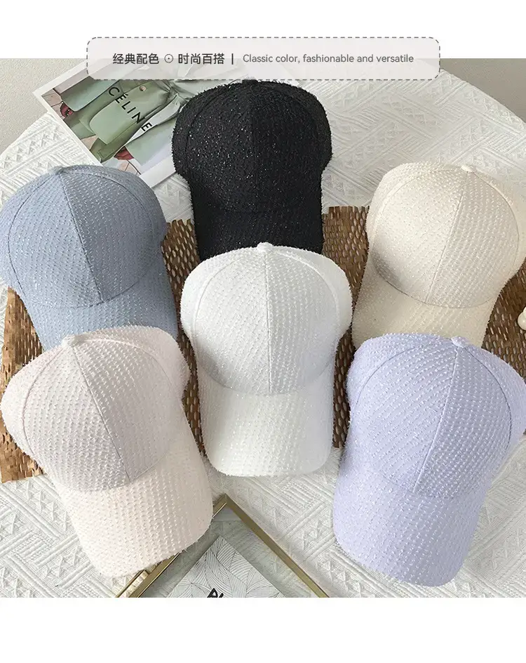 Black Knitted Baseball Cap for Women Summer Casual Sun Hat — feature 7