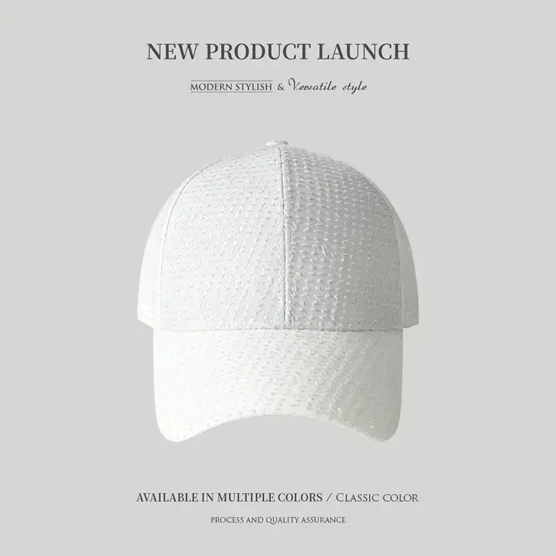 Black Knitted Baseball Cap for Women Summer Casual Sun Hat