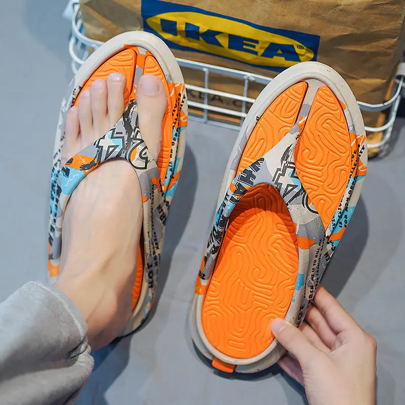 Flip-flops Men's Summer Outer Wear Flip-flops Non-slip Soft Sole Slippers Men's 46 Large Size Casual Soft-soled Beach Sandals