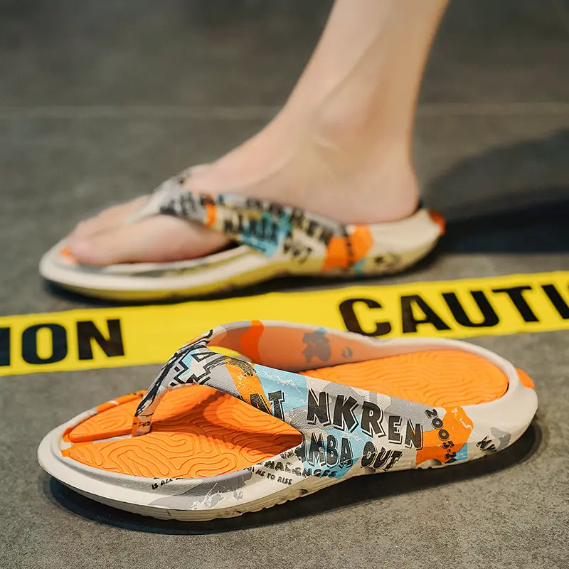 Flip-flops Men's Summer Outer Wear Flip-flops Non-slip Soft Sole Slippers Men's 46 Large Size Casual Soft-soled Beach Sandals