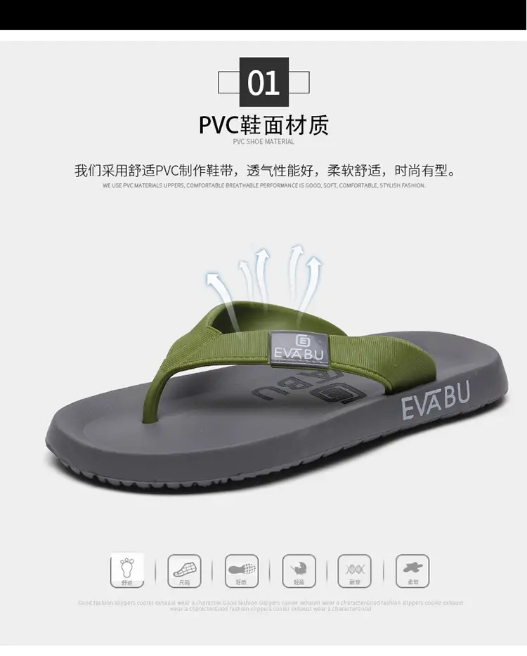 Summer new flip-flops wholesale men's non-slip soft bottom beach shoes EVA flip-flops ins trendy men's sandals — feature 2