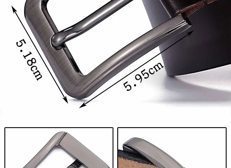 Men's Black Leather Belt with Silver Buckle — feature 10