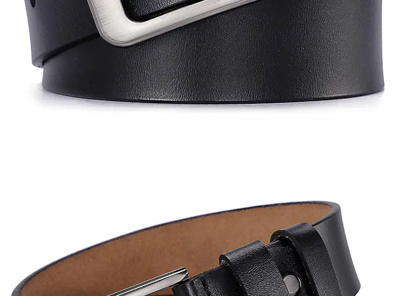 Men's Black Leather Belt with Silver Buckle — feature 19