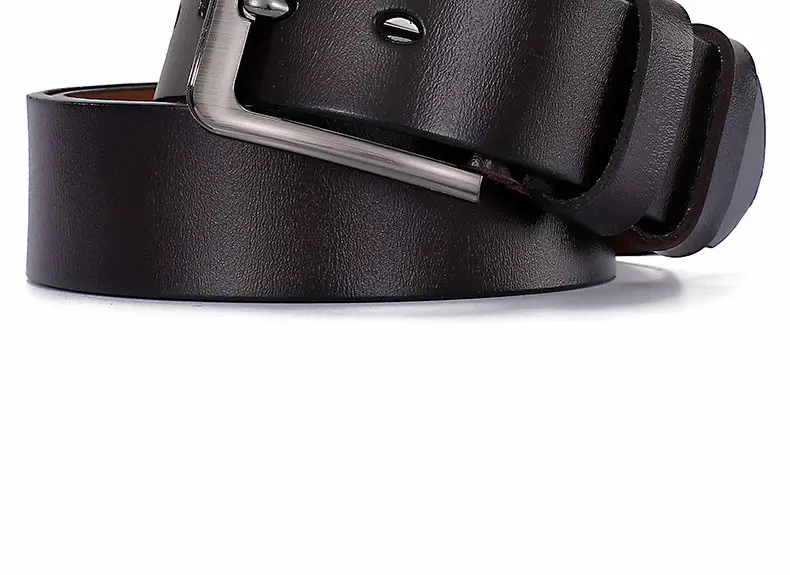 Men's Black Leather Belt with Silver Buckle — feature 21