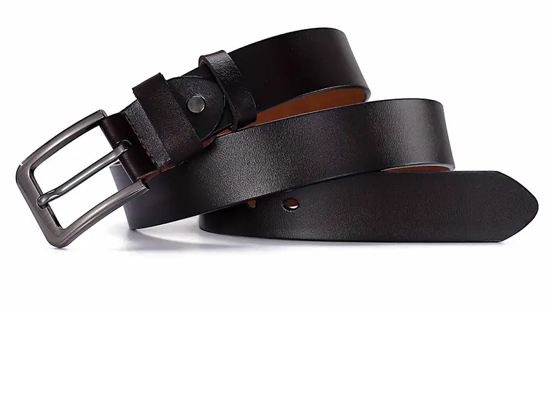 Men's Black Leather Belt with Silver Buckle — feature 22