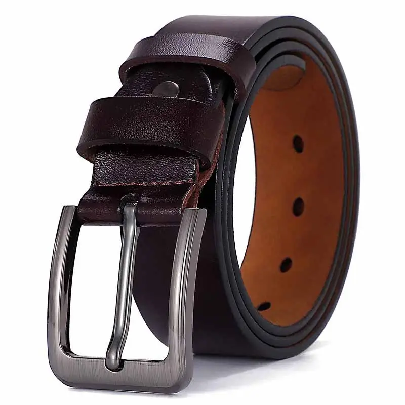 Men's Black Leather Belt with Silver Buckle - Image 2