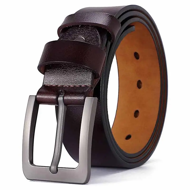 Men's Black Leather Belt with Silver Buckle - Image 4