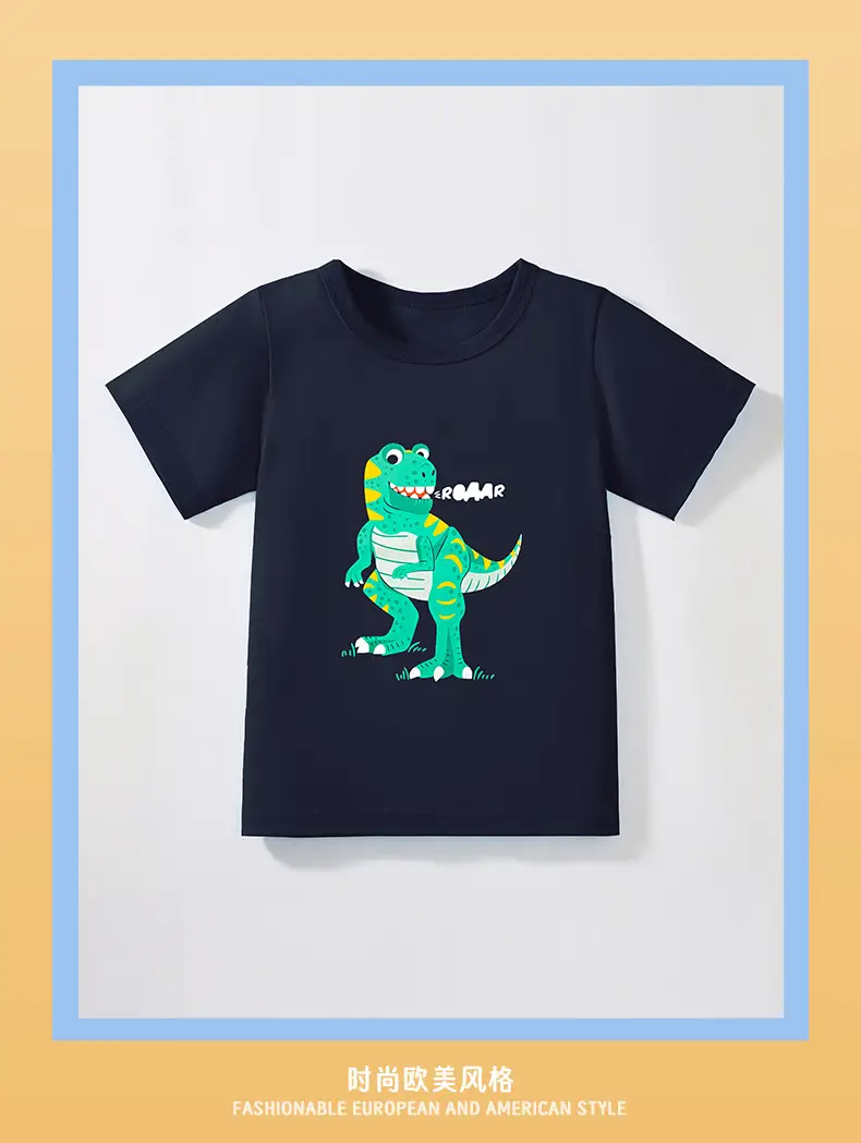 2025 Boys Black Cartoon Dinosaur T-Shirt — feature 3