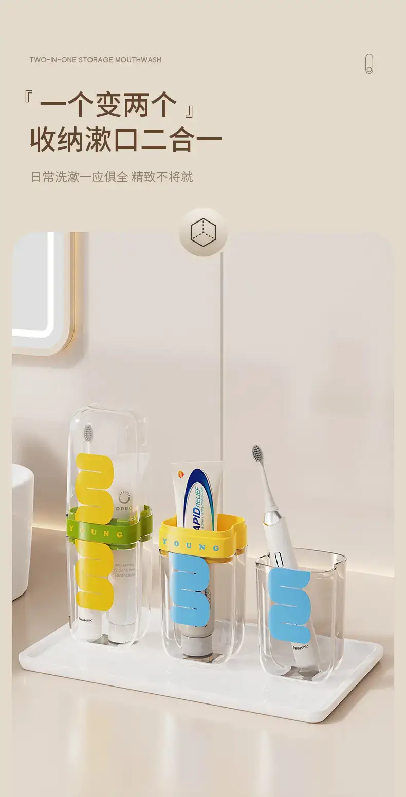 Travel Wash Cup Set with Mouthwash & Toothpaste Storage — feature 6