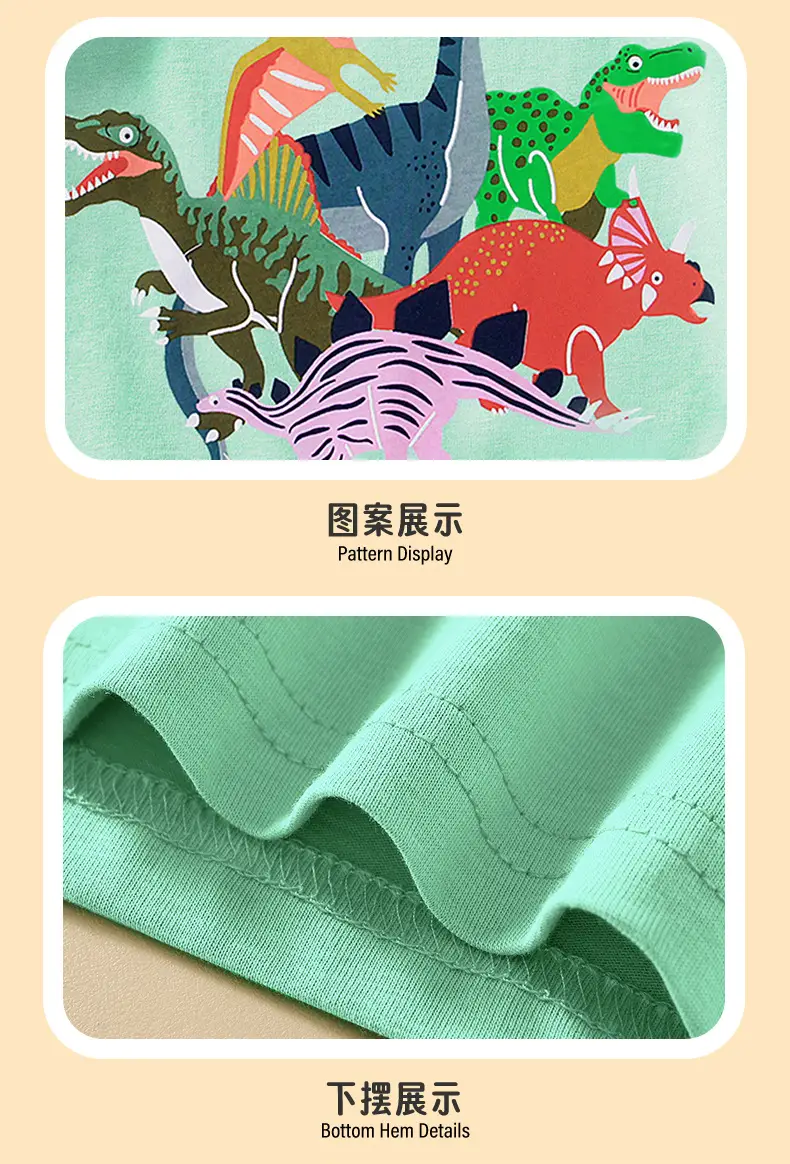 2025 Boys Summer T-Shirt Dinosaur Print Green — feature 10