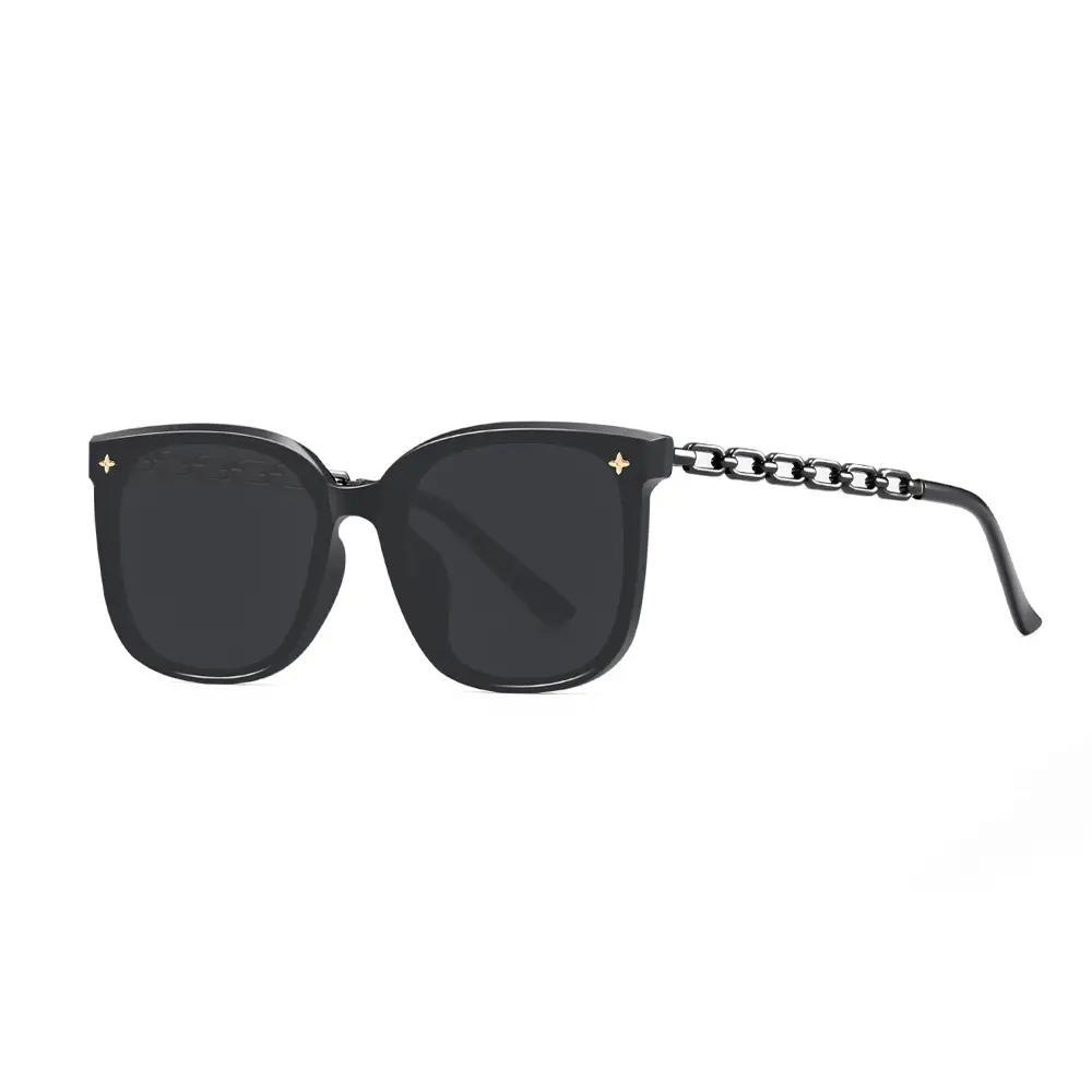 Women's Retro Box Sunglasses UV-Resistant Black - Image 8