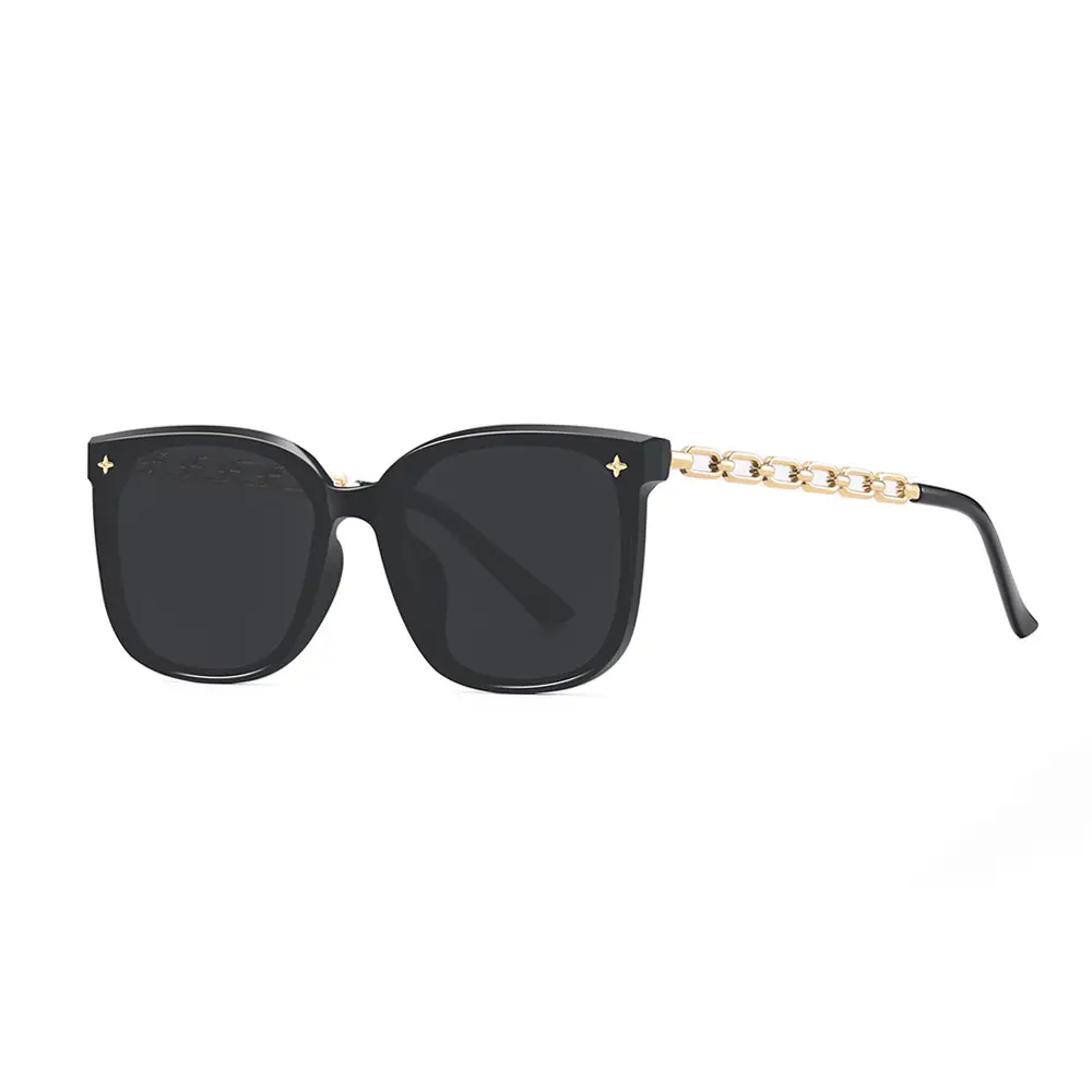 Women's Retro Box Sunglasses UV-Resistant Black - Image 2
