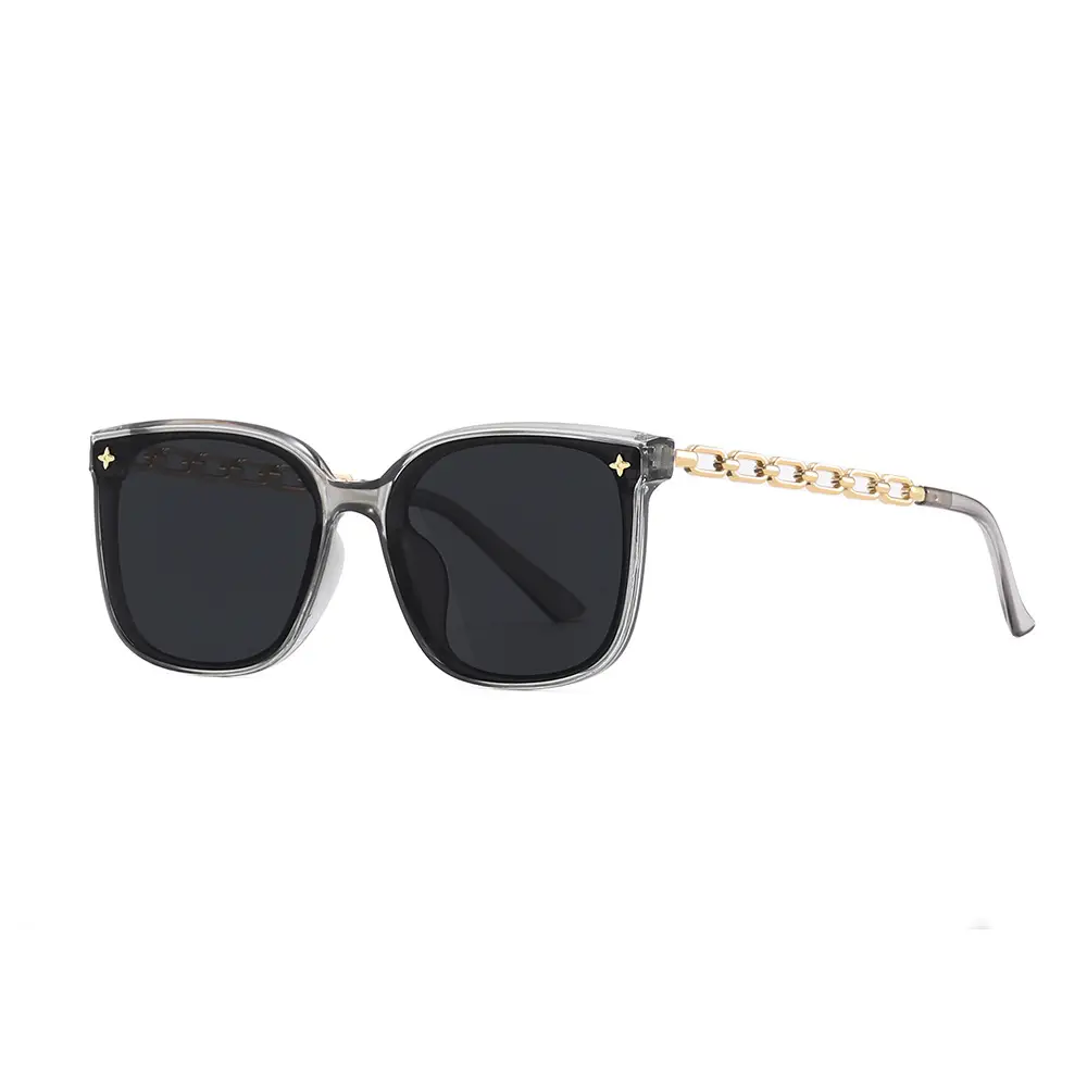 Women's Retro Box Sunglasses UV-Resistant Black - Image 4