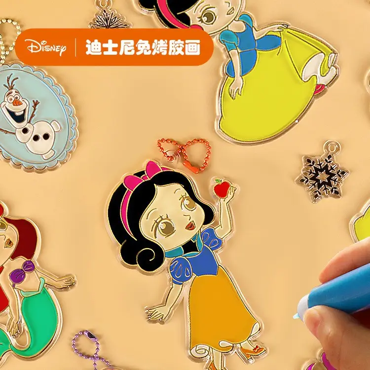 Disney Free Baking Glue Painting Exempting Crystal Girl Handmade DIY Toy Frozen 6 Pigment Filling Wheel Treasure Painting