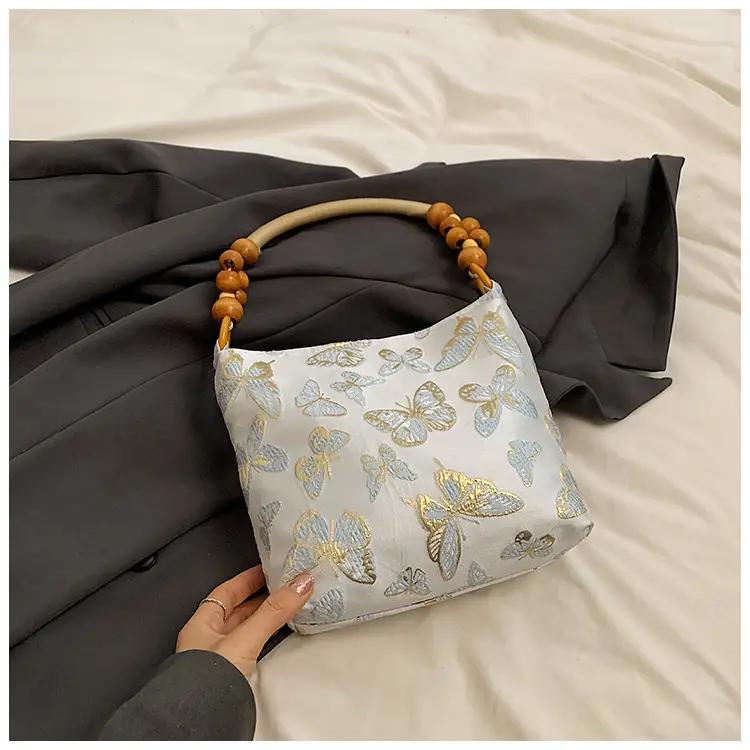 Artistic Embroidered Women's Shoulder Bag with Wooden Handles — feature 22