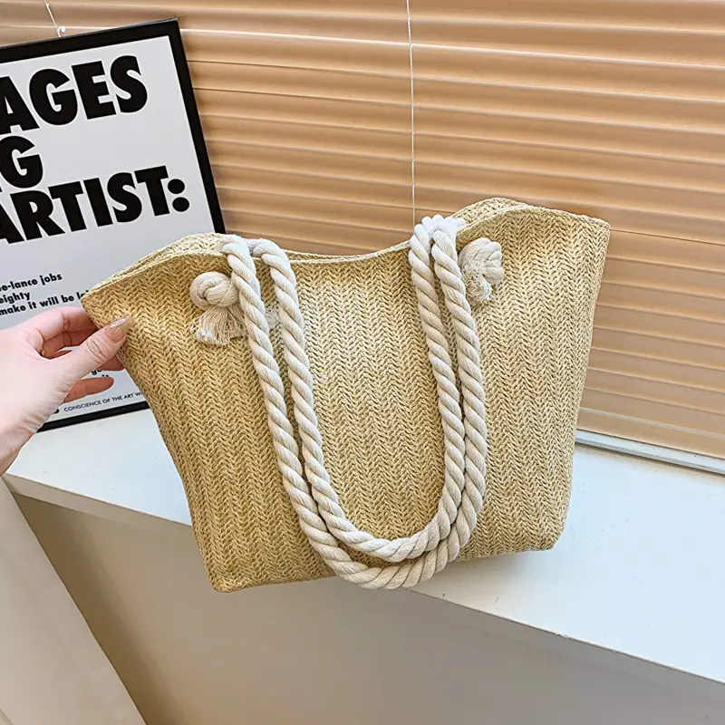 Portable Straw Woven Shoulder Bag New Summer Woven - Image 3